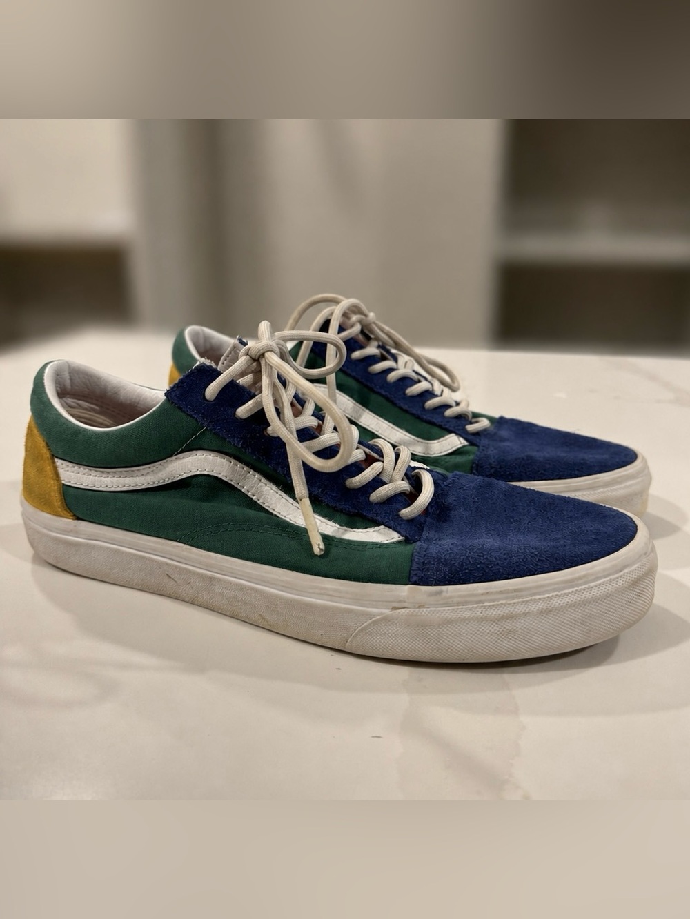Vans Old Skool Low-Top Sneakers in Green, Navy & Yellow